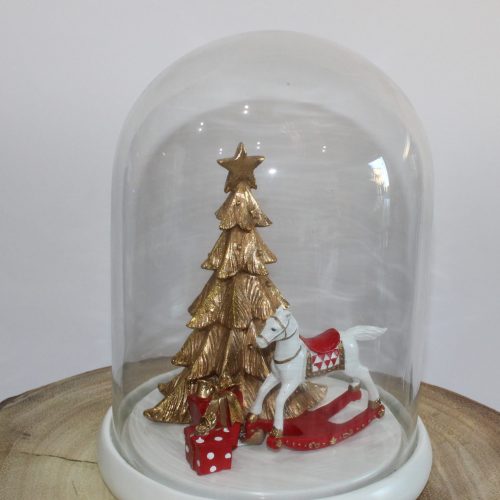 Cupola Vetro con Albero con Cavallino e Babbo