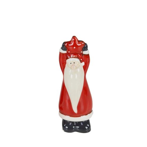 BABBO NATALE CERAMICA BRACCIA IN ALTO CON STELLA - LORENZON GIFT
