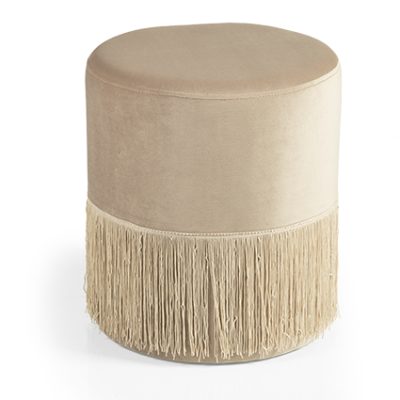 Pouf con frange in velluto